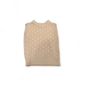 Beige‎ Checker Knit Sweater Vest Small – Light Academia Minimalist Neutral Core